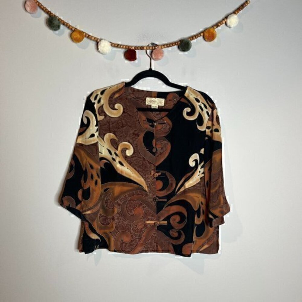 Vintage Don Marcello hand painted silk blouse